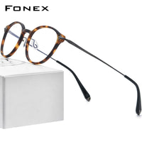 FONEX Acetate Titanium Glasses Frame Men Round Eyeglasses BY88003