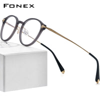 FONEX Acetate Titanium Glasses Frame Men Round Eyeglasses BY88003