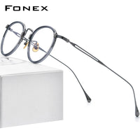 FONEX Acetate Titanium Glasses Frame Men Round Eyeglasses E-046