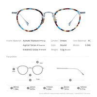 FONEX Acetate Titanium Glasses Frame Men Round Eyeglasses E-046