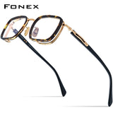 FONEX Acetate Titanium Glasses Frame Men Square Eyeglasses E-055