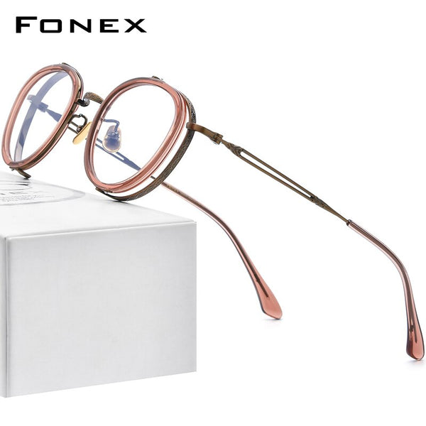 FONEX Acetate Titanium Glasses Frame Men Square Eyeglasses E-054