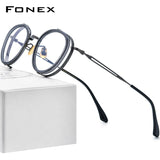 FONEX Acetate Titanium Glasses Frame Men Square Eyeglasses E-054