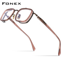 FONEX Acetate Titanium Glasses Frame Men Square Eyeglasses E-055