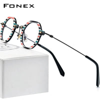 FONEX Acetate Titanium Glasses Frame Men Polygon Eyeglasses F85740