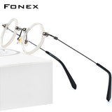 FONEX Acetate Titanium Glasses Frame Women Rhombus Eyeglasses F85716