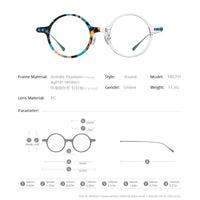 FONEX Acetat Titan Brillengestell Damen Runde Brille F85701