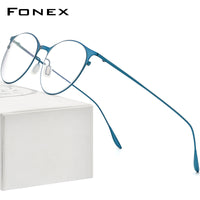 FONEX Alloy Glasses Frame Men Screwless Round Eyeglasses 8106