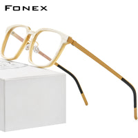 FONEX Buffalo Horn Titanium Glasses Frame Men Square Eyeglasses F98639