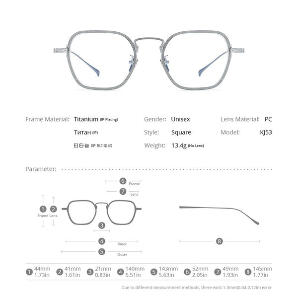 FONEX Pure Titanium Glasses Frame Men New Retro Vintage Square