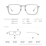 FONEX Pure Titanium Glasses Frame Men Square Eyeglasses F85721