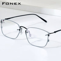 FONEX Pure Titanium Glasses Frame Men Square Eyeglasses F98641