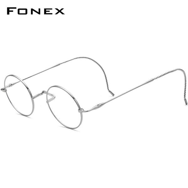 Maiglass Pure Titanium Retro Round Eyeglasses Frames – Silver, Full Rim, Unisex