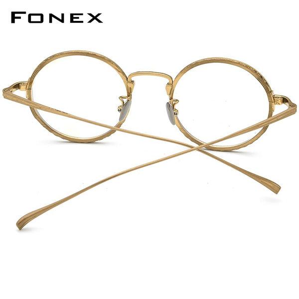 Titanium Men's Retro Glasses Frames Vintage Mens Round Gold