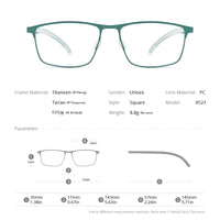 FONEX Pure Titanium Glasses Frame Men Square Eyeglasses 8521