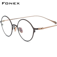 FONEX Pure Titanium Glasses Frame Men Round Eyeglasses F85752