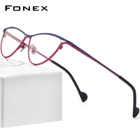 FONEX Pure Titanium Glasses Frame Men Cat Eye Eyeglasses F85748