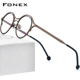 FONEX Pure Titanium Glasses Frame Men Round Eyeglasses F85766