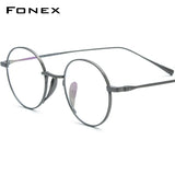 FONEX Pure Titanium Glasses Frame Men Round Eyeglasses F85717