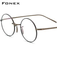 FONEX Pure Titanium Glasses Frame Men Round Eyeglasses F85718