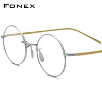 FONEX Pure Titanium Glasses Frame Men Round Eyeglasses F85718