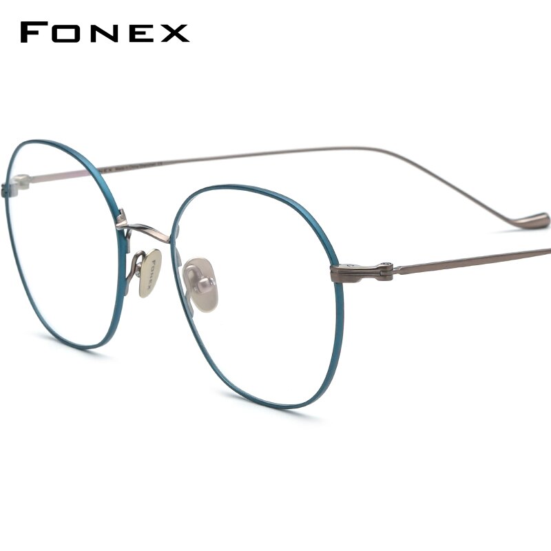 FONEX Pure Titanium Glasses Frame Women New Retro Round Eyeglasses Men ...