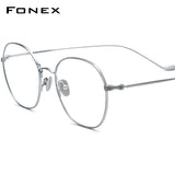 FONEX Pure Titanium Glasses Frame Men Round Eyeglasses F85751