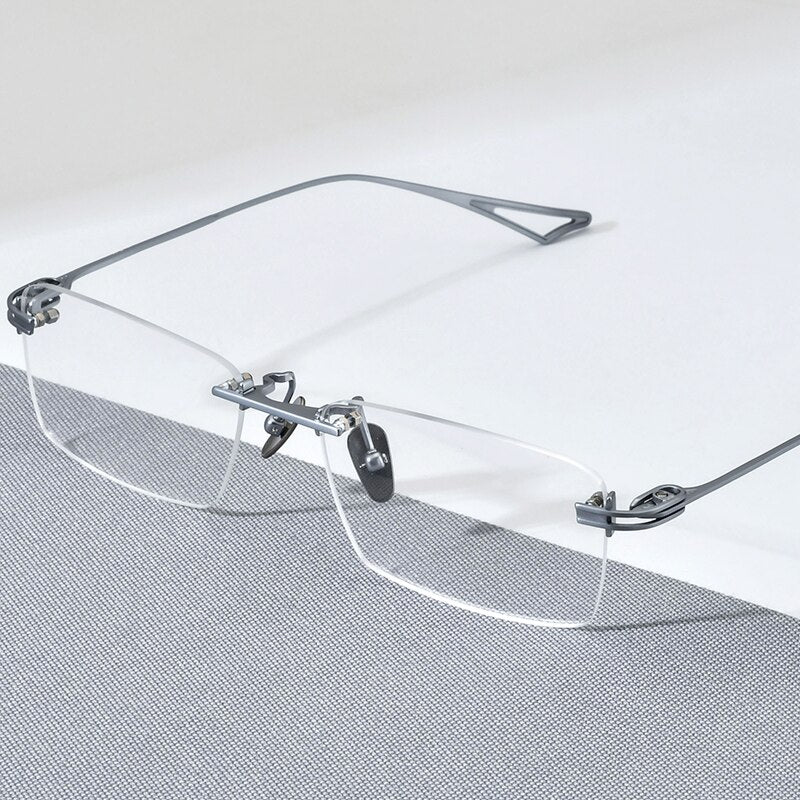 FONEX Titanium Glasses Frame Men New Square Rimless Eyeglasses Frame ...