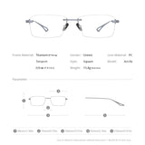FONEX Titanium Glasses Frame Men Square Rimless Eyeglasses ACT-Fix