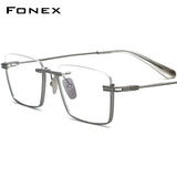 FONEX Titanium Glasses Frame Semi Rim Men Square Eyeglasses DTX-416
