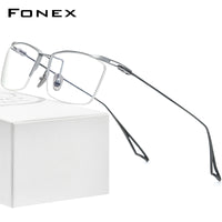 FONEX Titan-Brillengestell Herren Halbrand-Quadrat-Brille mit optischem Rahmen ACT-Four