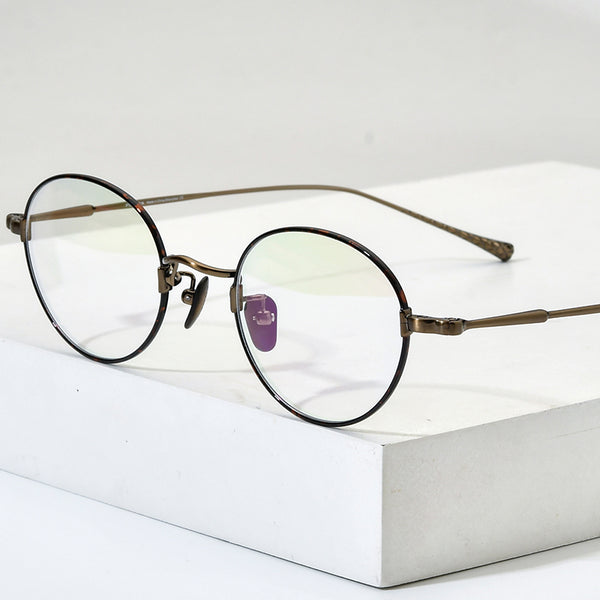 FONEX Titanium Glasses Frame Men Vintage Round Eyeglasses