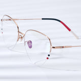 FONEX Titanium Glasses Frame  Women Cat eye Semi Rimless Eyeglasses F85743