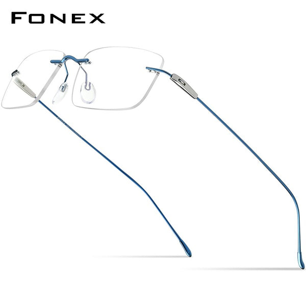 FONEX Titanium Rimless Glasses Frame Men 2023 Square Frameless
