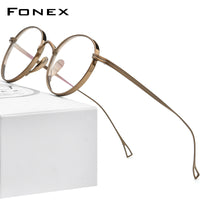 FONEX Titanium Brillengestell Herren Runde BrillenF85651