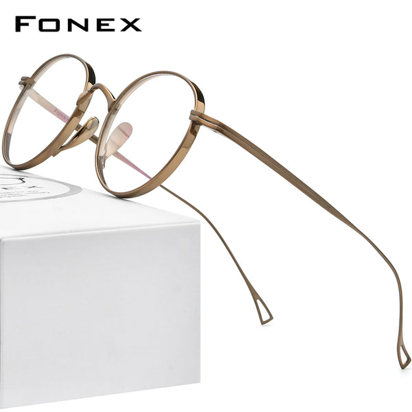 FOEX 티타늄 안경 프레임 남성 라운드 안경F85651