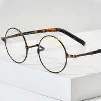 FONEX Pure Titanium Glasses Frame Men Round Eyeglasses F85735