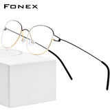 FONEX Titanlegierung Brillengestell Männer Quadratische schraubenlose Brille 98618