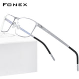 FONEX Alloy Glasses Frame Men Square Screwless Eyeglasses 993