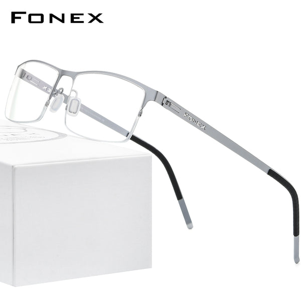 FONEX Legierung Brillengestell Männer Quadratische schraubenlose Brille 992
