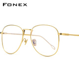 FONEX Titanium Glasses Frame Men Oversize Eyeglasses 8516