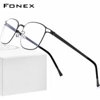 FONEX Legierung Brillengestell Männer Quadratische schraubenlose Brille F020