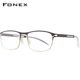 FONEX Titanium Glasses Frame Men Square Screwless Eyeglasses 8529