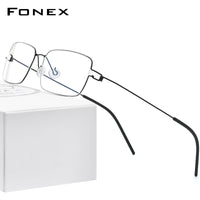 FONEX Titanlegierung Brillengestell Männer Quadratische schraubenlose Brille 98606