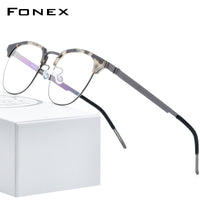 FONEX Alloy Glasses Frame Men Round Screwless Eyeglasses 98627