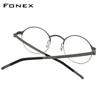 FONEX Legierung Brillengestell Herren Runde schraubenlose Brille 98626
