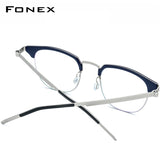 FONEX Legierung Brillengestell Herren Runde schraubenlose Brille 98627