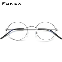 FONEX Titanium Alloy Glasses Frame Men Round Screwless Eyeglasses 98607