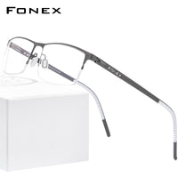 FONEX Alloy Glasses Frame Men Square Screwless Eyeglasses 992