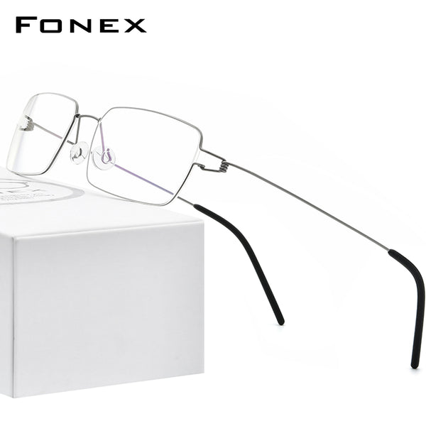 FONEX Titanium Alloy Glasses Frame Men Square Screwless Eyeglasses 98606